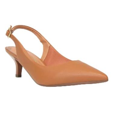 Imagem de Scarpin Vizzano Slingback Bico Fino Salto Baixo - Caramelo - 35