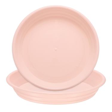 Imagem de 2 peças de pires de plantas de plástico 13,16 cm bandejas de gotejamento redondas pires de vaso de flores base de flores bandeja de drenagem inferior para plantadores internos e externos, rosa rosa