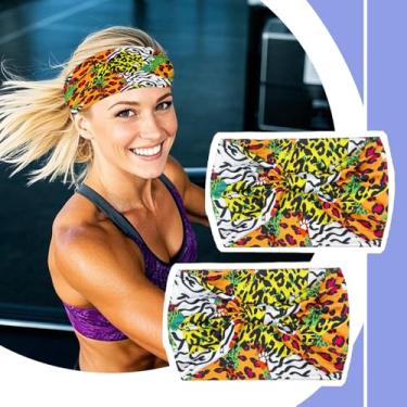 Imagem de Bandanas elásticas macias, faixas de cabelo largas antiderrapantes, envoltórios de cabeça para esportes de corrida de ioga para mulheres