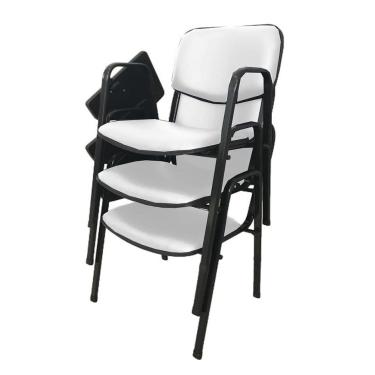 Imagem de 03 Cadeiras Escolar Universitária Linha Hotel Auditório Branco