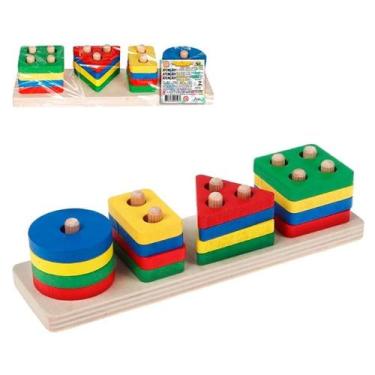 Imagem de Brinquedo De Madeira Educativo Encaixe Formas Geométricas - Art Brink,