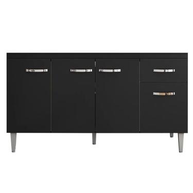 Imagem de Balcão Cozinha Gabriela 3 Porta 150cm S-t Ajl Preto