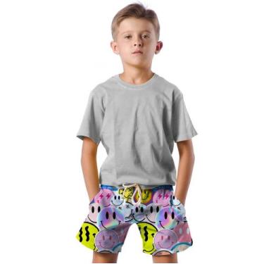 Imagem de Shorts Infantil Bermuda Calção Praia Verão Emojis Arte Estilos 293 - S