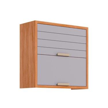 Imagem de Armário Aéreo P- Cozinha Eloise C- 2 Portas Basculante Riscadas 80 Cm Cinamomo-platina - Mgm