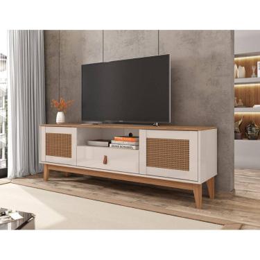 Imagem de Rack Jade 1,60m c/ 2 Portas Gaveteiro e Nicho Central Off White/Noce