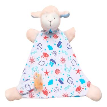 Imagem de Naninha para Bebê com Prendedor de Chupeta Bichinhos Estampada Algodão (75% Algodão, Ovelha rosa)