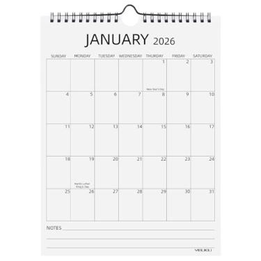 Imagem de Yibukiu Calendário de parede 2026-2027, calendário suspenso de 18 meses de janeiro de 2026 a junho de 2027, 21,6 cm x 28 cm, encadernação de fio duplo, blocos grandes, vertical