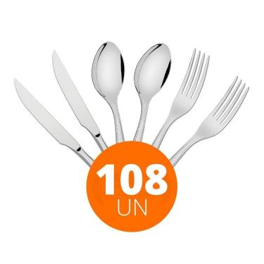 Imagem de Kit - Jogo De Facas, Garfos E Colheres Luxo Laguna 108 Peças Em Aço Inox Itop - Tramontina