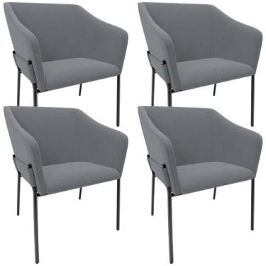 Imagem de Kit 4 Cadeiras Para Sala De Jantar Estar Living Olívia L02 Suede Cinza