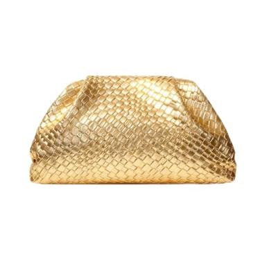 Imagem de AWNALEEO Bolsa feminina de tecido para noite, bolsa clutch elegante, Dourado