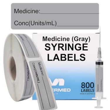 Imagem de Etiquetas de seringa de concentração de medicamentos (unidades/ml) - 800 adesivos de escrita por rolo (12 mm x 40 mm / 0,5" x 1,5") em núcleo de 2,5 cm em caixa de distribuição - Adesivo permanente
