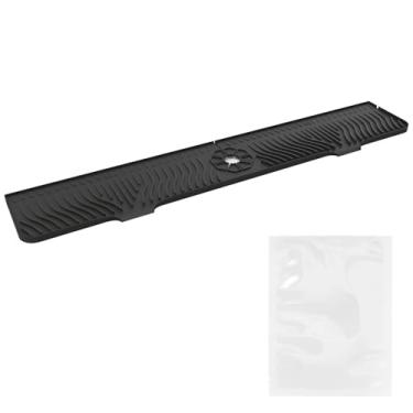 Imagem de LUMINFLY Protetor contra respingos de pia de cozinha de silicone de 83 cm, preto, com recursos de drenagem central e antiderrapante