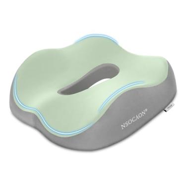 Imagem de NSOCAON Almofada de assento ergonômica de espuma viscoelástica - adequada para cadeiras de escritório, assentos de carro e cadeiras de rodas. Alivia cóccix e dores no quadril. Durável e confortável