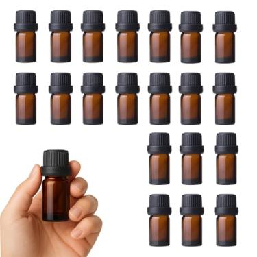 Imagem de Frasco conta-gotas de vidro âmbar, recipiente de óleo essencial recarregável de 5 ml com tampa preta, frasco de soro cosmético pequeno, frasco de óleo de perfume de aromaterapia à prova de vazamento