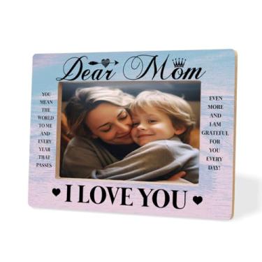 Imagem de Moldura de madeira para mãe, Dear Mom You Mean The World To Me, presente de Dia das Mães, presente de aniversário de Ação de Graças e Natal, lembrança da família, decoração de mesa de escritório em