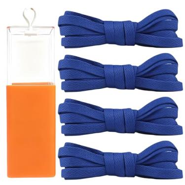 Imagem de sovida 4 pares de cadarços planos - 36 cores para cadarço de sapatos, tênis de corrida atlético, sapatos casuais, cordas para botas, 29-azul royal *4 + caixa de cadarço, 90cm【35.4in】