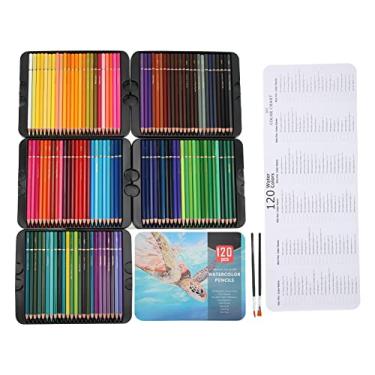 Imagem de Conjunto de lápis para colorir 120 cores exclusivas Materiais de arte profissionais Lápis de aquarela brilhantes para artistas Crianças Adultos DIY Desenho Esboço Pintura Caixa de