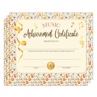 Imagem de Certificado de Realização Musical, Papel de Prêmio de Instrumento Musical de Apreciação Colorido, Conjunto de 25 Diplomas de Graduação, Certificados de Conclusão, Reconhecimento de Honra Estudante