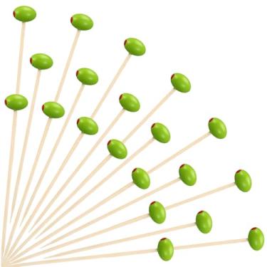 Imagem de Knitgrip 100 palitos de coquetel de martini, 12 cm, palitos de bambu de oliva para aperitivos, bolo de frutas, sobremesa, churrasco, lanches, sanduíches para decoração de festa de aniversário com tema