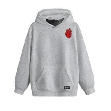 Imagem de Blusão Moletom Canguru Coração Infantil Personalizado com Capuz e Bolso-Unissex