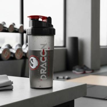 Imagem de Coqueteleira Academia Shake Dragon Suplementos 600ml Preta - Comercial