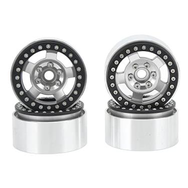 Imagem de Zhjvihx Roda de Carro RC, Jantes de Roda de Carro RC Resistência Ao Desgaste 4 Unidades para 1/10 (Prata)
