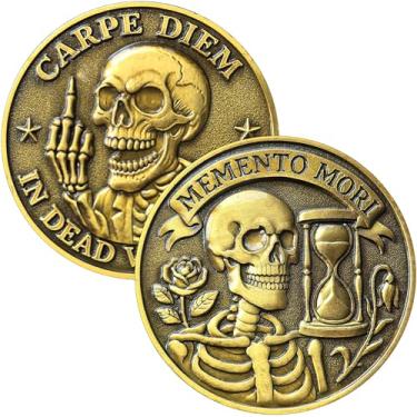 Imagem de Memento Mori Challenge Coin Carpe Diem Pocket Token Motivational Gift
