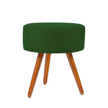 Imagem de Puff Puf Banqueta Redondo Para Camarim Suede Pés Palito Cor:verde