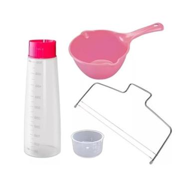 Imagem de Kit Confeiteiro 1 Bisnaga Umedecer Bolo + 1 Panelinha de Confeiteiro + 1 Nivelador Cortador de Fatias