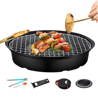 Imagem de Shakven Panela para grelhar, Panela para grelhar no fogão | Placa antiaderente para grelhar para churrasco | Grelha de fogão, bolsa de armazenamento portátil, acessórios de acampamento para