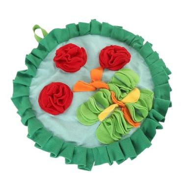 Imagem de Matybobe Tapete de focinho interativo com estampa de três flores vermelhas, tapete de forrageamento, tapete de alimentação para animais de estimação, tapete para cheirar coelho, macio, dobrável