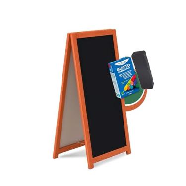 Imagem de Cavalete de Calçada Duplo com Quadro Negro 100x60 com Caixa De Giz Colorido e Apagador Ergonômico