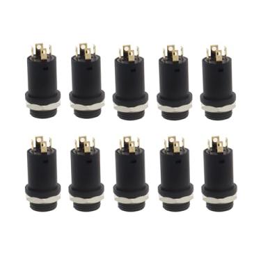 Imagem de ZHYOHEN 10 peças mini conector de fone de ouvido estéreo de 3,5 mm para montagem em painel, conector de soldagem, 4 polos, banhado a ouro para comunicação de leitores de MP3 MP4 CD