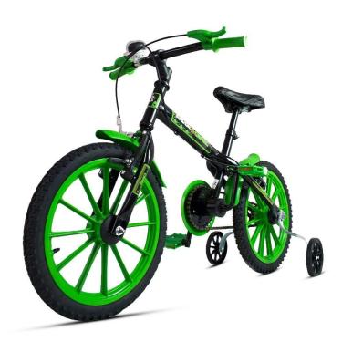 Imagem de Bicicleta Aro 16 Infantil Com Rodinhas E Buzina 3 A 7 Anos Meninos Meninas Verde