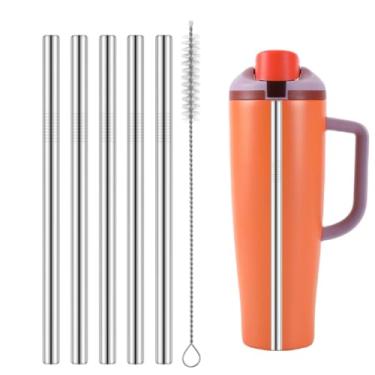 Imagem de 5 peças de substituição de canudo de metal compatível com garrafa de água Owala FreeSip Sway 850 g 1,134 g, com limpador de palha, canudos reutilizáveis de aço inoxidável para Owala Sway (para copo