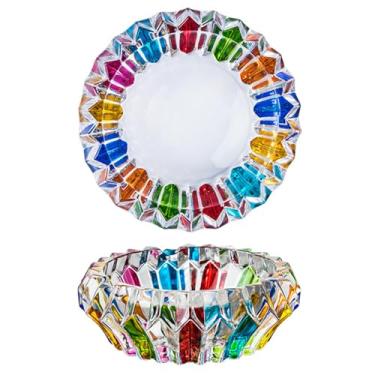 Imagem de Cinzeiro de vidro elegante pintado à mão - design artístico multicolorido para decoração de casa