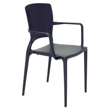 Imagem de Cadeira Com Braços Tramontina Grafite Em Polipropileno Encosto Fechado Sofia