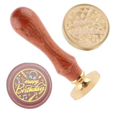 Imagem de Carimbo de cera de feliz aniversário, selo de cera de Halloween, cabeças de latão removíveis para decorar convites de festa de Natal de Halloween, embalagem de vinho, cartões comemorativos, presentes