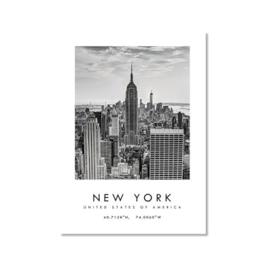 Imagem de Pôster de cidade preto e branco - impressão de viagem Roma Las Vegas Veneza Paris Sydney Amsterdã Amalfi Sanfrancisco Pintura em tela impressões de paisagem da cidade do mundo imagens de parede pôster