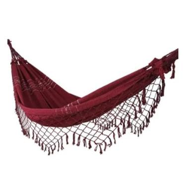Imagem de Rede Dormir 3,50 Metros Gigante Casal, Ideal para Pousadas, Sítios e Famílias Grandes(VINHO-MESCLADA-REDE)