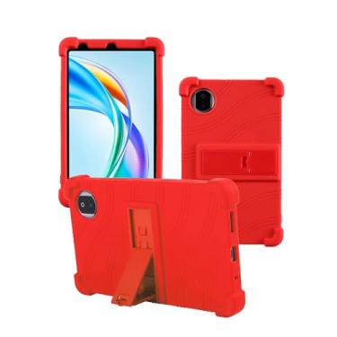 Imagem de Capa para tablet Honor Pad X7 de 8,7 polegadas, capa protetora de borracha leve à prova de choque, capa protetora de silicone macio ajustável para crianças, vermelha