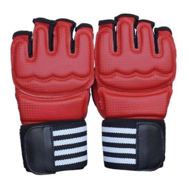 Imagem de oshhni Conjunto de 2 Luvas de Boxe Vermelhas com Toalha para Enxugar o Suor, Luvas de Meio Dedo para Sparring, Unissex, para Homens e Mulheres, Ideal para, Xxl