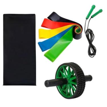 Imagem de Colchonete Academia Roda Abdominal Elastico Funcional Corda de Pular Treino em Casa Atividade Fisica Musculação equipamentos de academia em casa (VERDE)