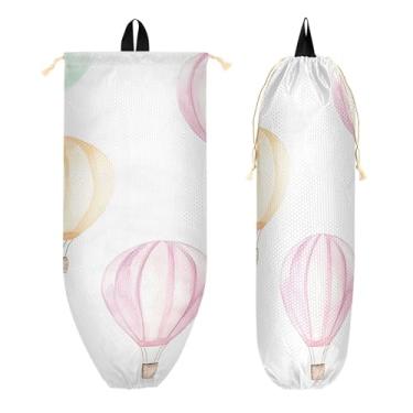Imagem de xigua Balões de ar quente em aquarela suporte de saco plástico suporte de parede com cordão 1 pacote, organizador de sacolas de compras reutilizável decoração para bolsas, meias, roupas íntimas e