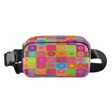 Imagem de CEBUGI Mini pochetes de caminhada para homens e mulheres, estampas coloridas de mandala, modernas e resistentes à água, com cinto ajustável para treino, viagem, corrida