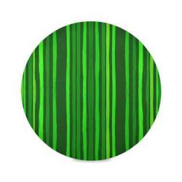 Imagem de Wassud Jogo americano listras verdes tapetes de mesa redondos para cozinha e jantar tapetes laváveis resistentes ao calor decoração de mesa 39 cm