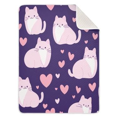 Imagem de Wassud Cobertor de bebê fofo de gatos com coração para meninos e meninas, macio para bebês e recém-nascidos, cobertor aconchegante de algodão essencial para berçário, viagem, berço, carrinho de bebê
