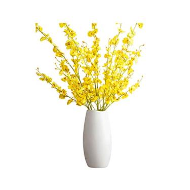 Imagem de Flor artificial em vaso orquídea dançante flor artificial falsa para decoração de mesa floral de plástico buquê seco interior de sala de estar