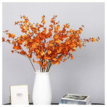 Imagem de LMJYU Flores artificiais orquídeas dançantes simulação flor high-end mesa de jantar flor interior sala de estar estilo pastoral decoração de flores de seda ornamentos flores falsas