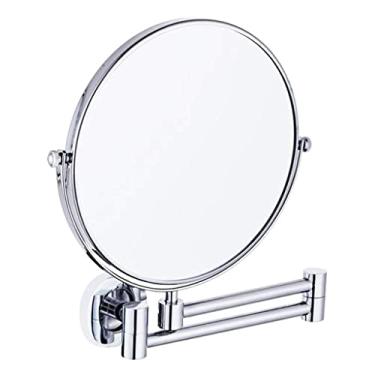 Imagem de LMJYU Espelho de maquiagem espelho de maquiagem ampliado de 20 cm com ampliação espelho giratório de dupla face espelho telescópico dobrável espelho cosmético